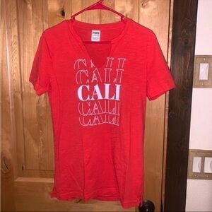 Victoria’s Secret PINK Red Cali V-Neck Tee (Oversized)